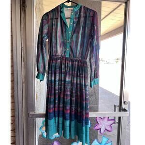 Vintage 1970's southwestern style Sakowitz long sleeve dress size M